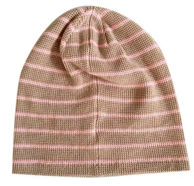 【綿100％】大きめサイズのワッフル編みボーダー帽子【男女兼用】 C004L